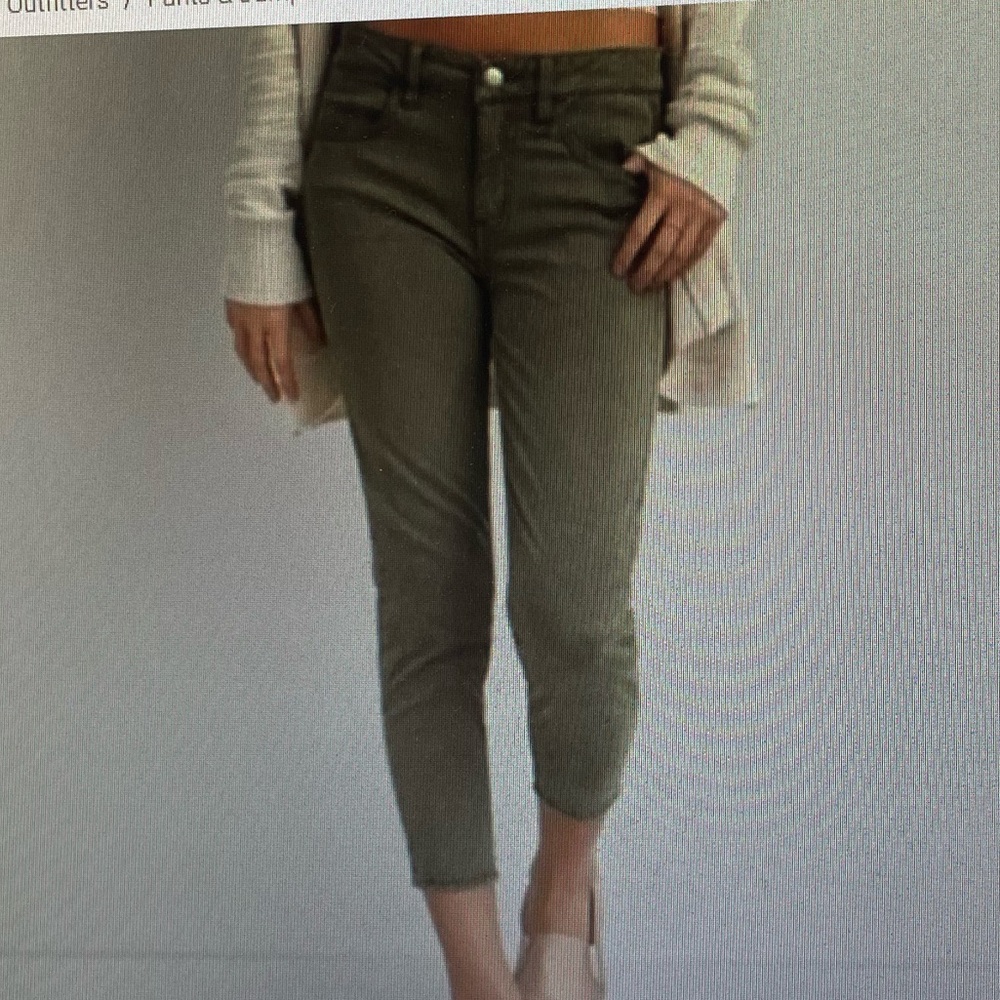 American Eagle sateen dark olive green super stretch jegging